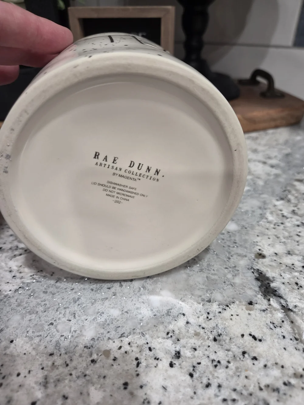 Rae Dunn Cream Speckled Tea Canister 7in